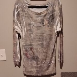 Forever 21 Beige Printed Long Sleeve Top